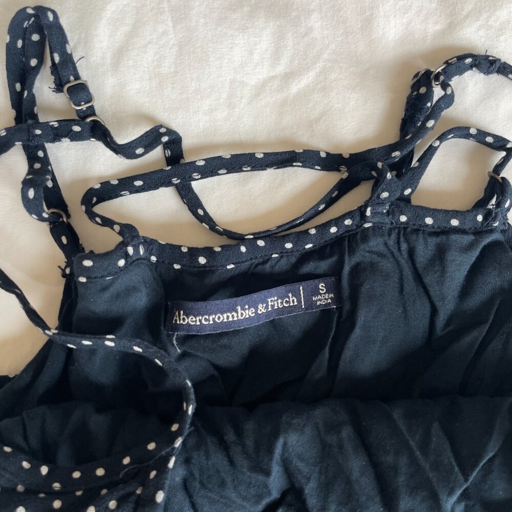 Abercrombie and Fitch Navy Blue Polka Dot Babydoll Mini Dress - Picture 2 of 5